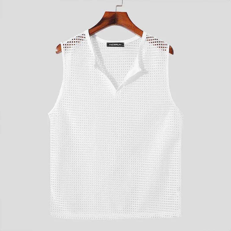 Men's Mesh Hollow Out V-Neck Tank Tops: Summer Streetwear