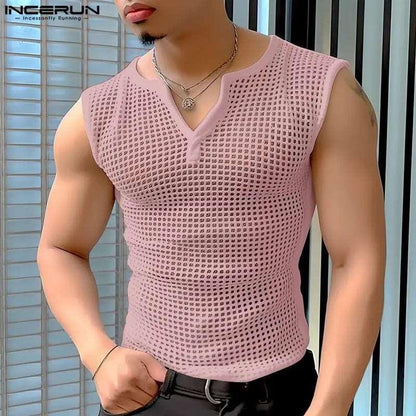 Men's Mesh Hollow Out V-Neck Tank Tops: Summer Streetwear