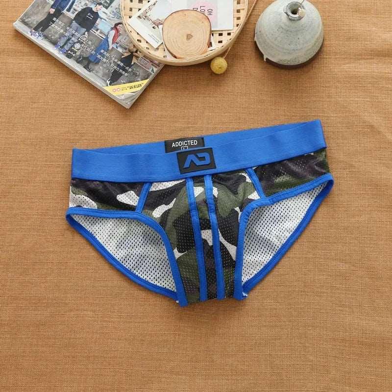 Men's nylon mesh breathable cool camouflage panties addicted youth briefs