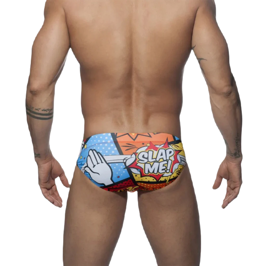 Men's Nylon Quick Dry Cartoon Swimming Briefs