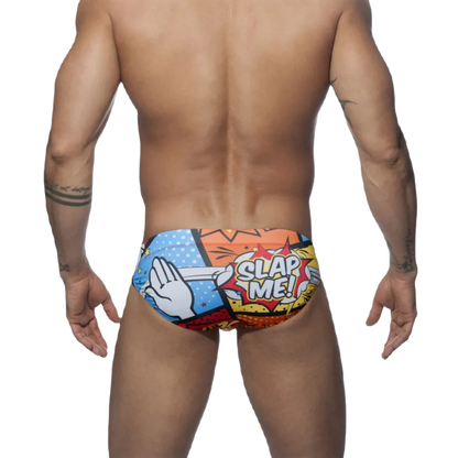 Men's Nylon Quick Dry Cartoon Swimming Briefs