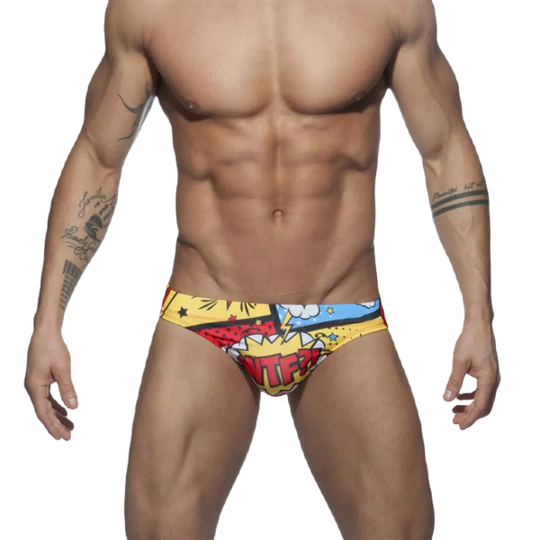 Men's Nylon Quick Dry Cartoon Swimming Briefs