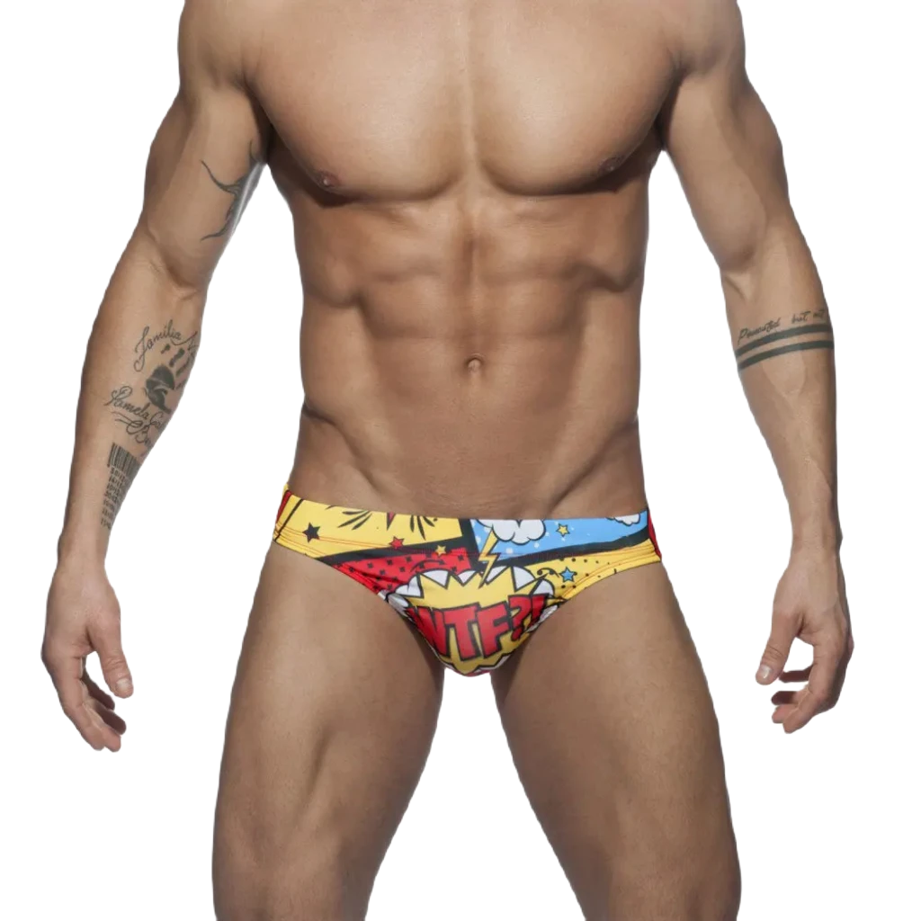 Men's Nylon Quick Dry Cartoon Swimming Briefs