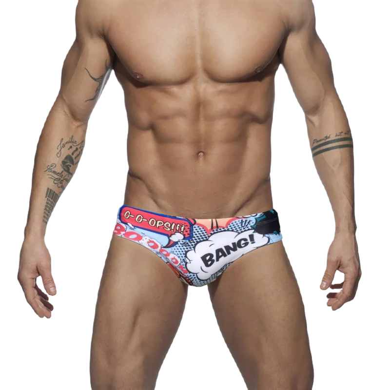 Men's Nylon Quick Dry Cartoon Swimming Briefs