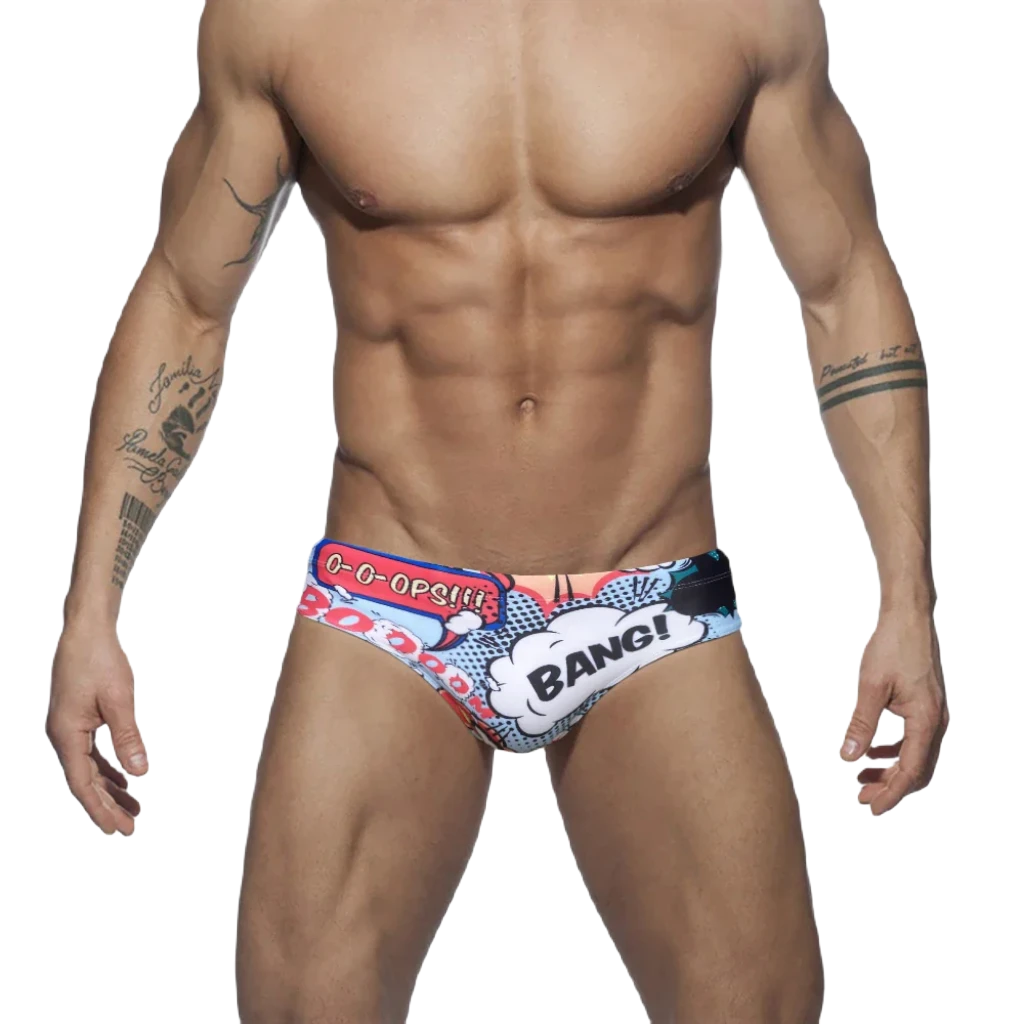 Men's Nylon Quick Dry Cartoon Swimming Briefs