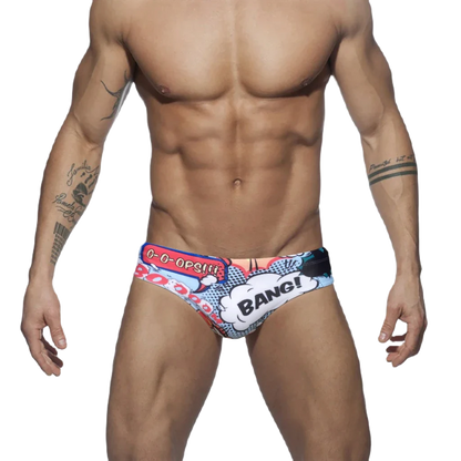 Men's Nylon Quick Dry Cartoon Swimming Briefs