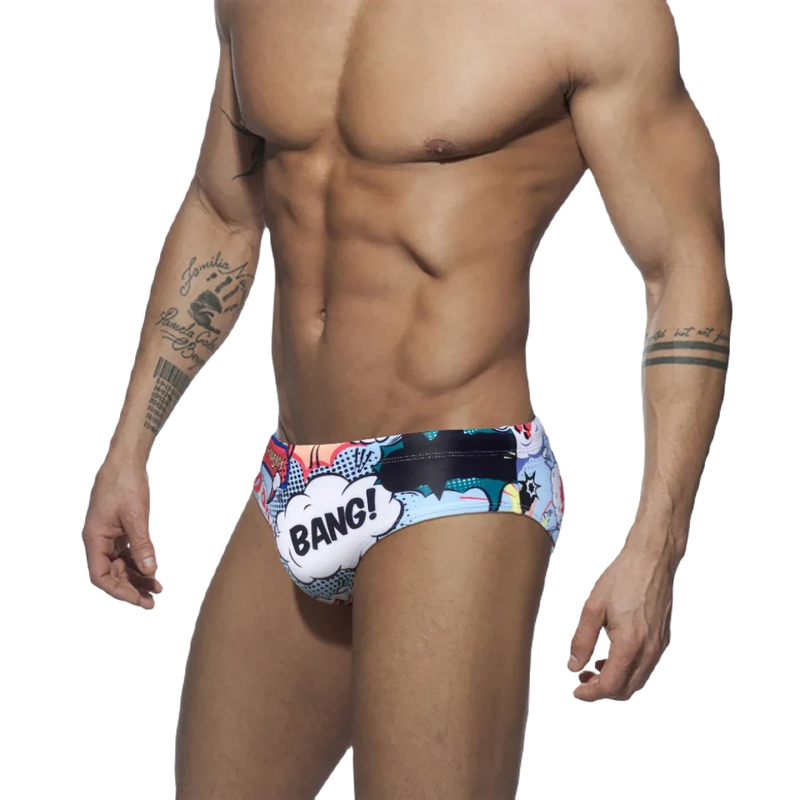 Men's Nylon Quick Dry Cartoon Swimming Briefs