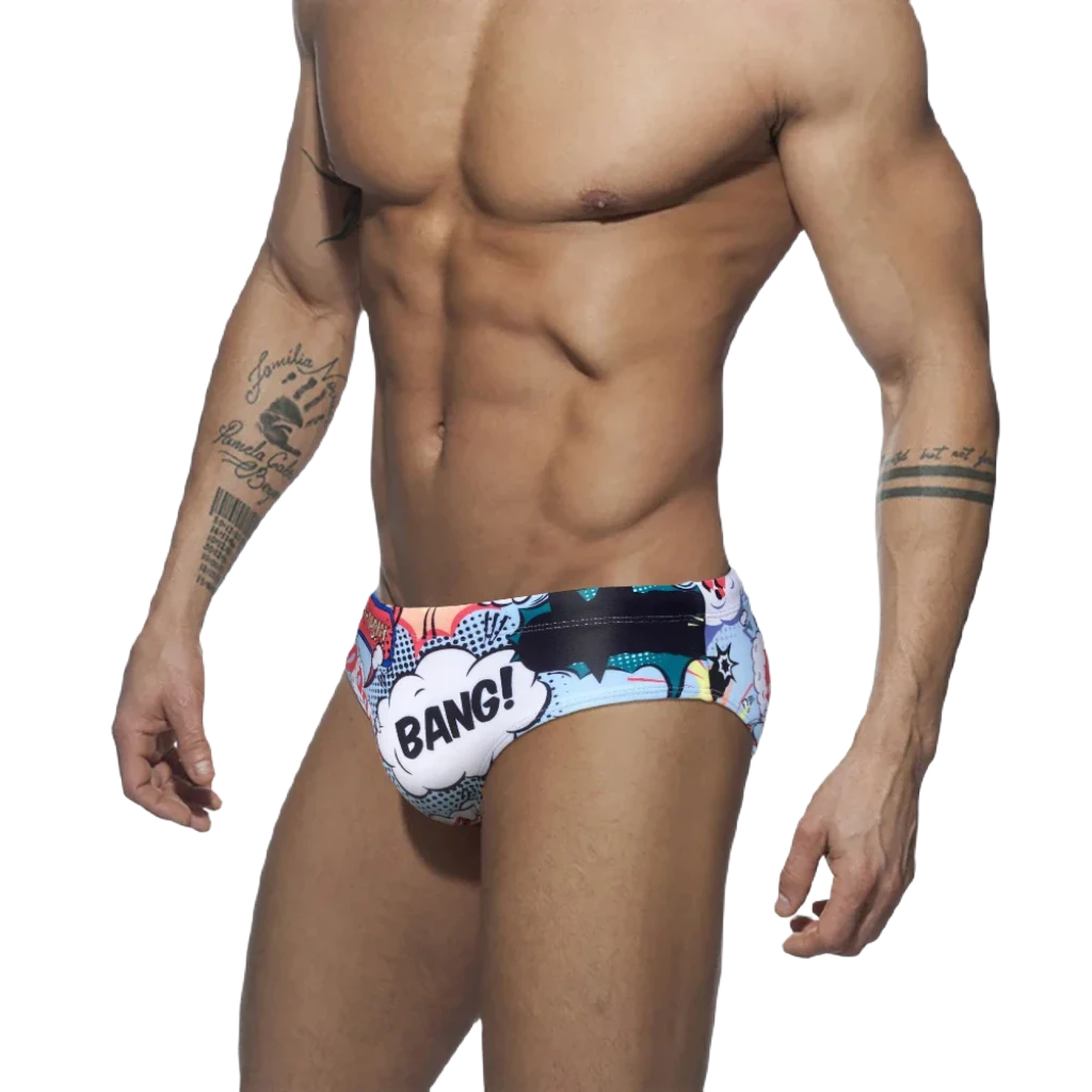 Men's Nylon Quick Dry Cartoon Swimming Briefs