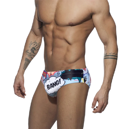 Men's Nylon Quick Dry Cartoon Swimming Briefs