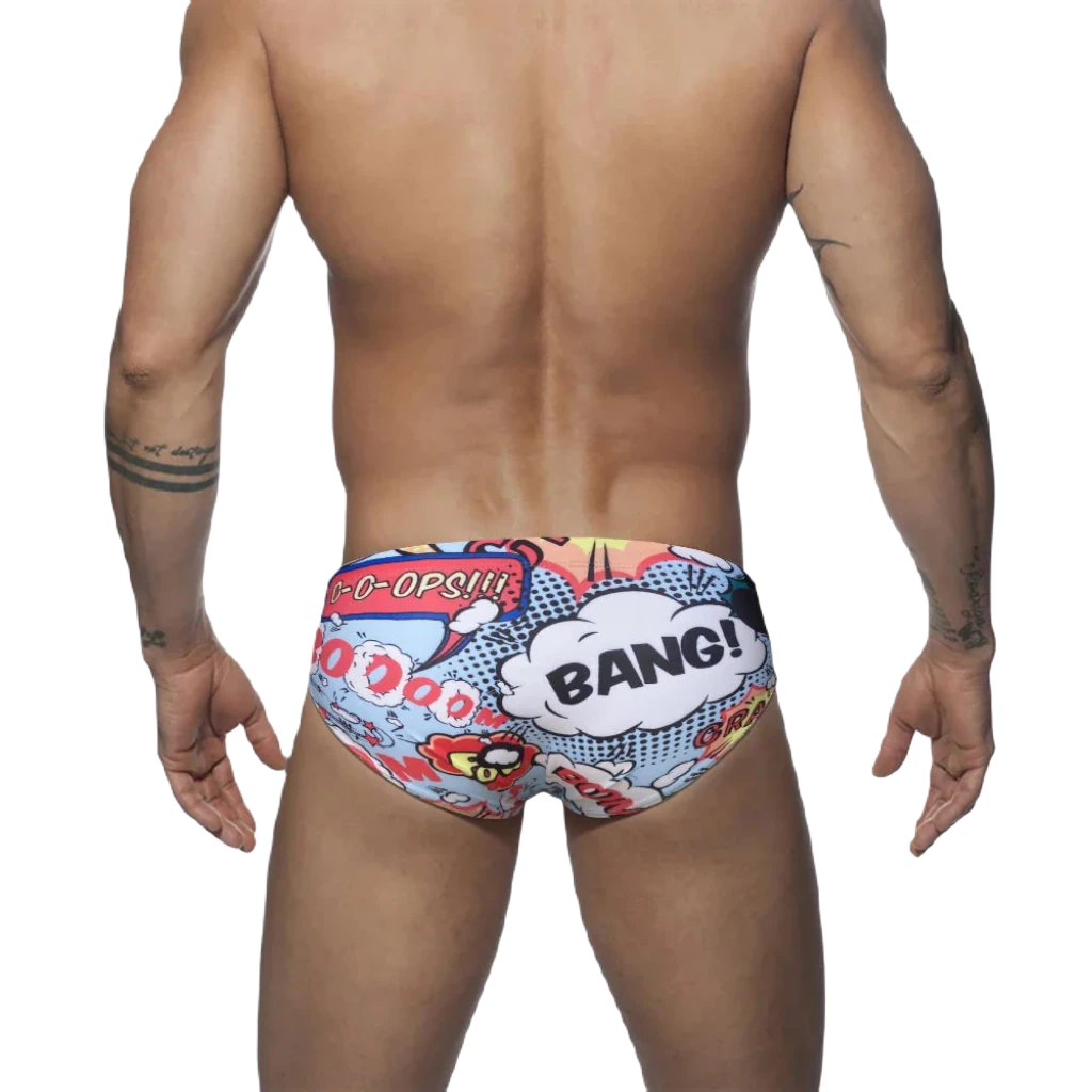 Men's Nylon Quick Dry Cartoon Swimming Briefs