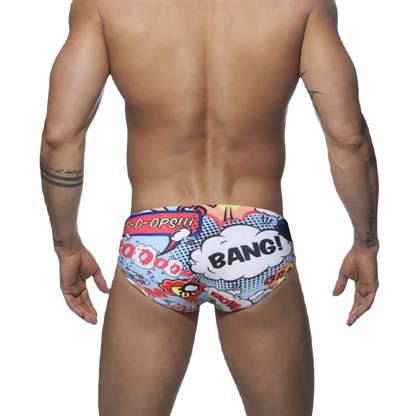 Men's Nylon Quick Dry Cartoon Swimming Briefs