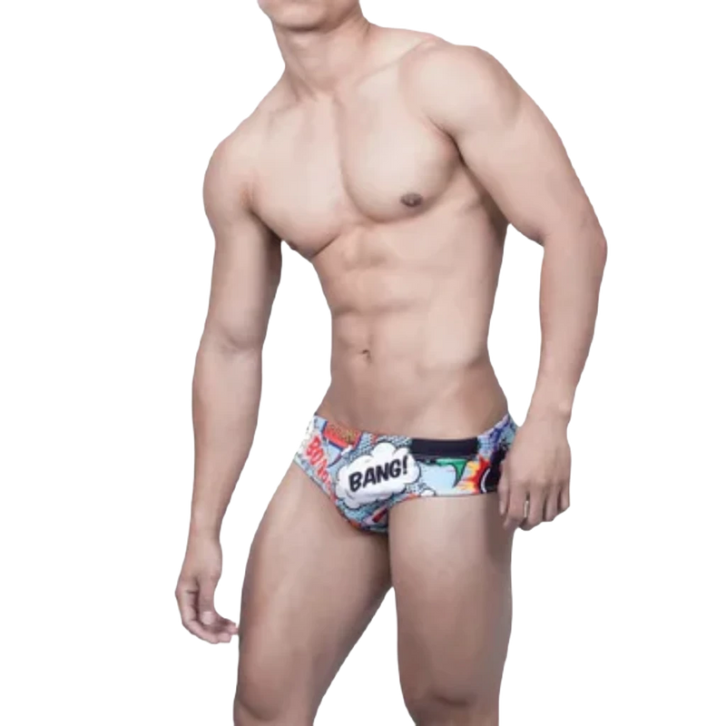 Men's Nylon Quick Dry Cartoon Swimming Briefs