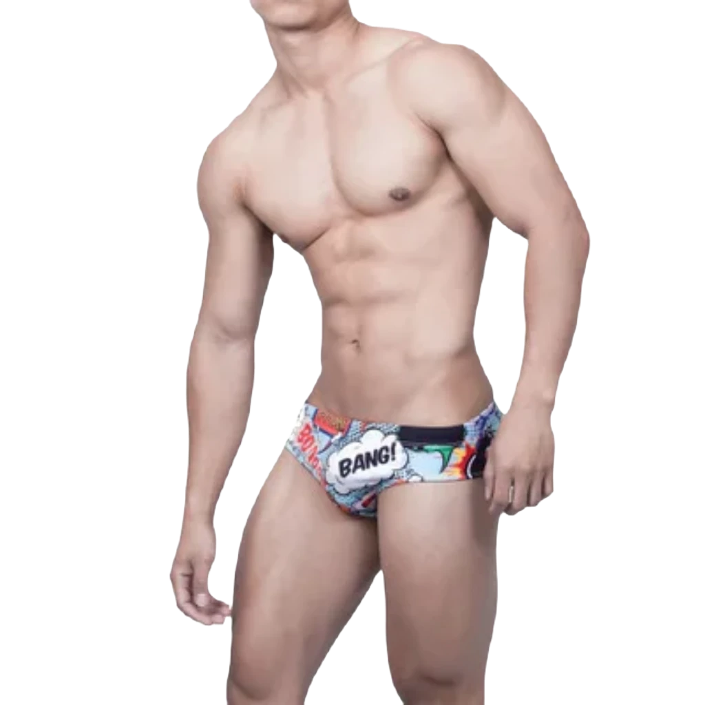 Men's Nylon Quick Dry Cartoon Swimming Briefs