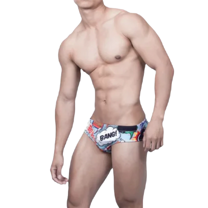 Men's Nylon Quick Dry Cartoon Swimming Briefs