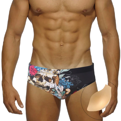 Men's Nylon Quick Dry Cartoon Swimming Briefs