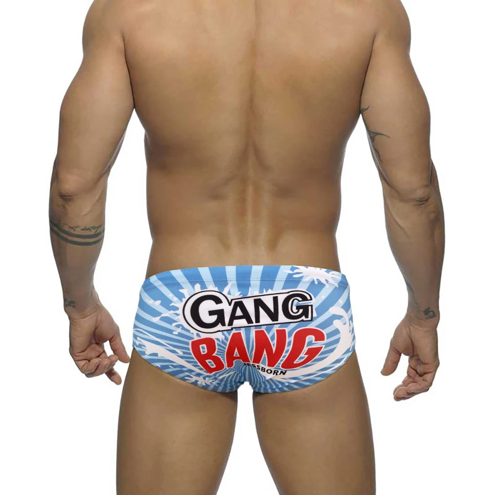 Men's Nylon Quick Dry Cartoon Swimming Briefs