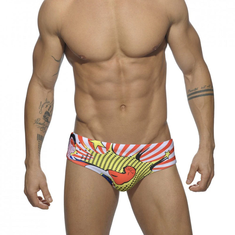 Men's Nylon Quick Dry Cartoon Swimming Briefs