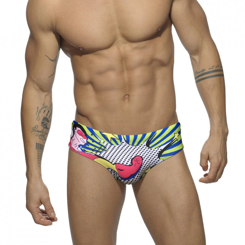 Men's Nylon Quick Dry Cartoon Swimming Briefs