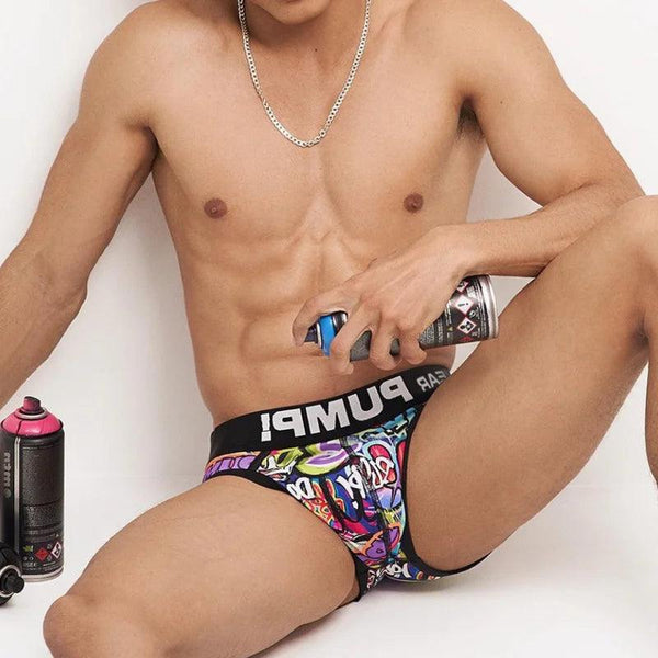 Men's Sexy Graffiti Briefs: Low Waist Butt Lifter