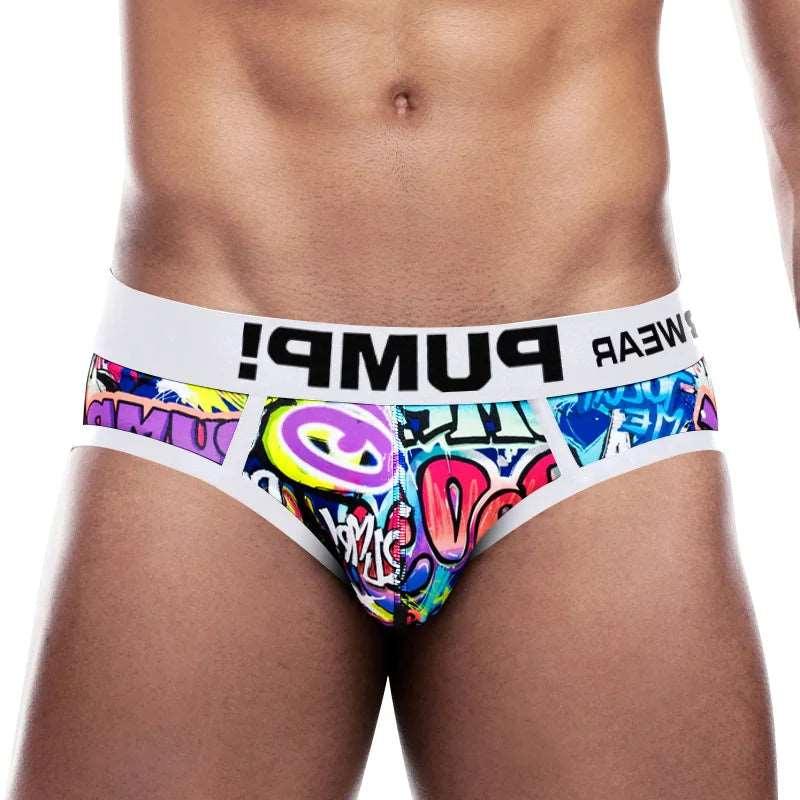 Men's Sexy Graffiti Briefs: Low Waist Butt Lifter