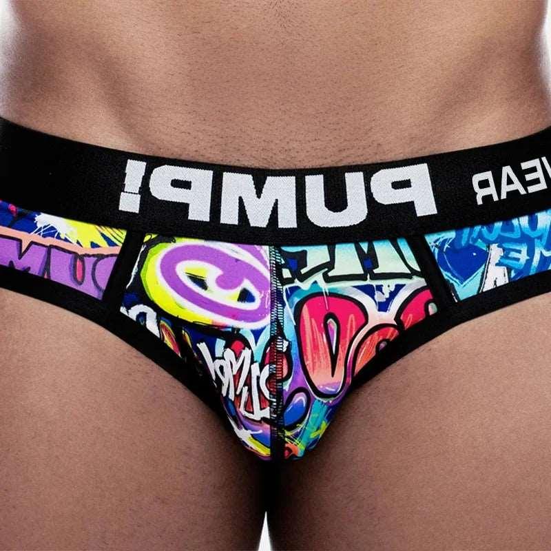 Men's Sexy Graffiti Briefs: Low Waist Butt Lifter