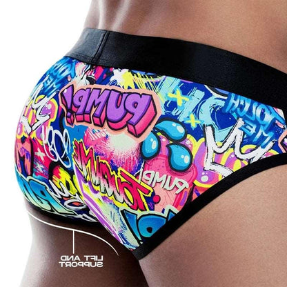 Men's Sexy Graffiti Briefs: Low Waist Butt Lifter