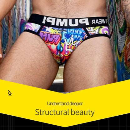 Men's Sexy Graffiti Briefs: Low Waist Butt Lifter