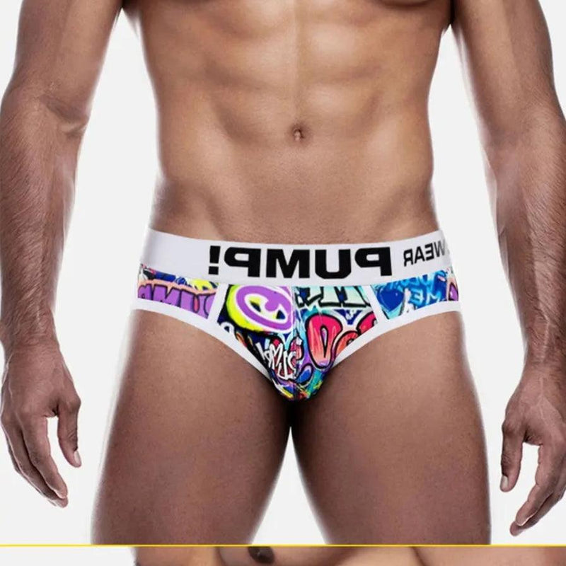 Men's Sexy Graffiti Briefs: Low Waist Butt Lifter