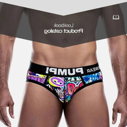 Men's Sexy Graffiti Briefs: Low Waist Butt Lifter