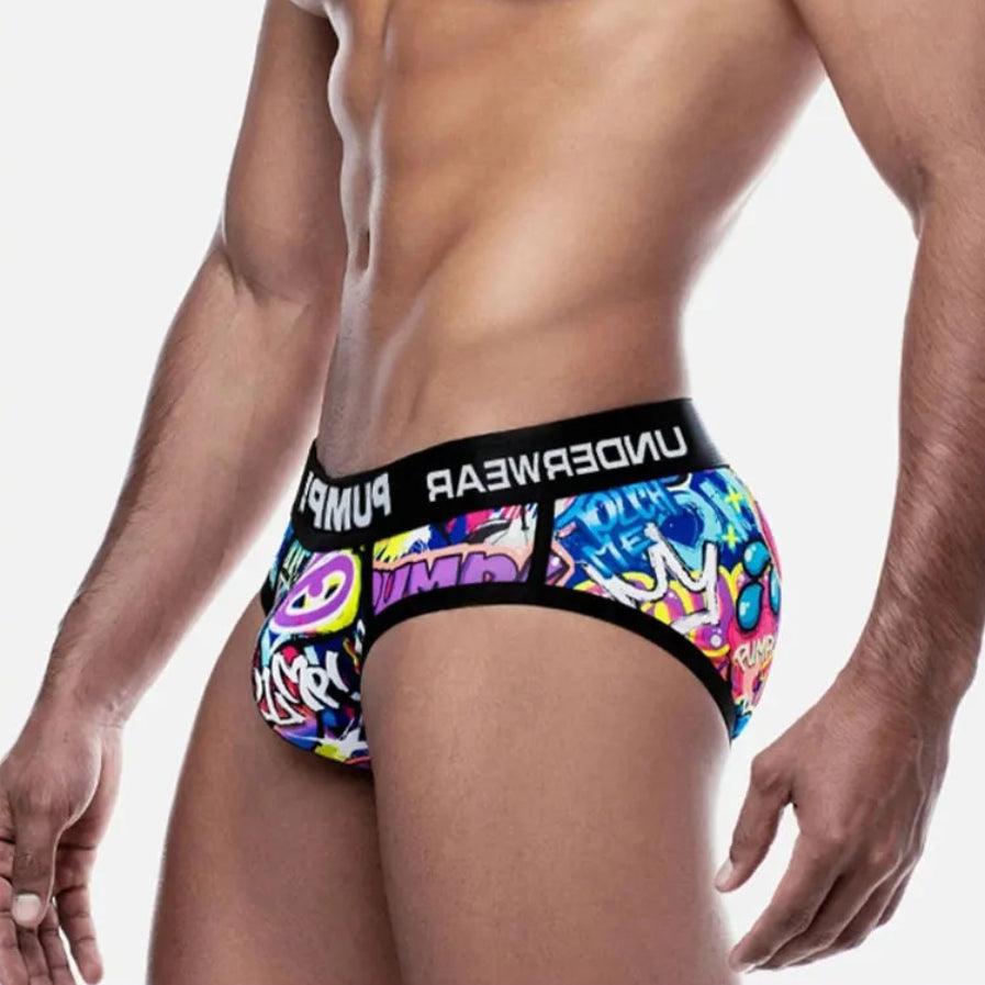 Men's Sexy Graffiti Briefs: Low Waist Butt Lifter