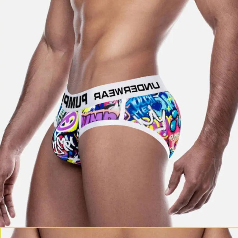 Men's Sexy Graffiti Briefs: Low Waist Butt Lifter