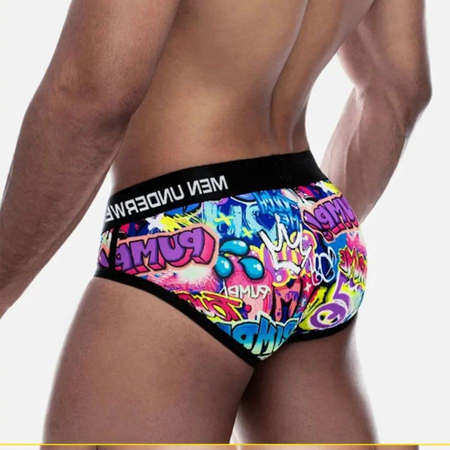 Men's Sexy Graffiti Briefs: Low Waist Butt Lifter