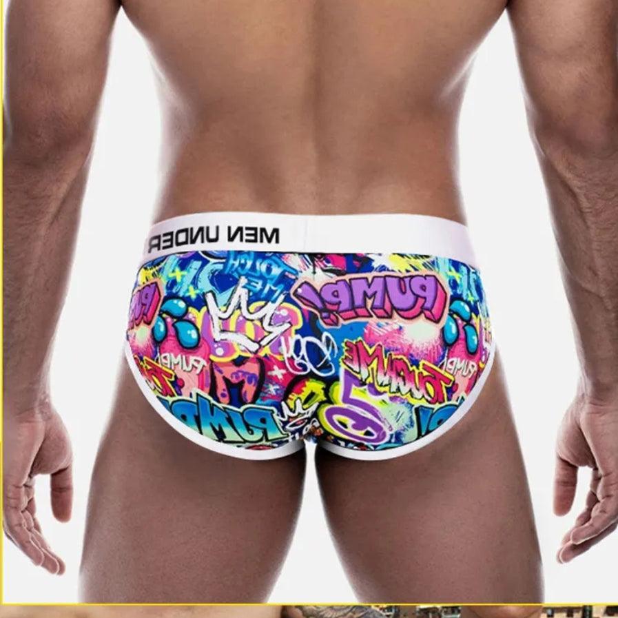 Men's Sexy Graffiti Briefs: Low Waist Butt Lifter