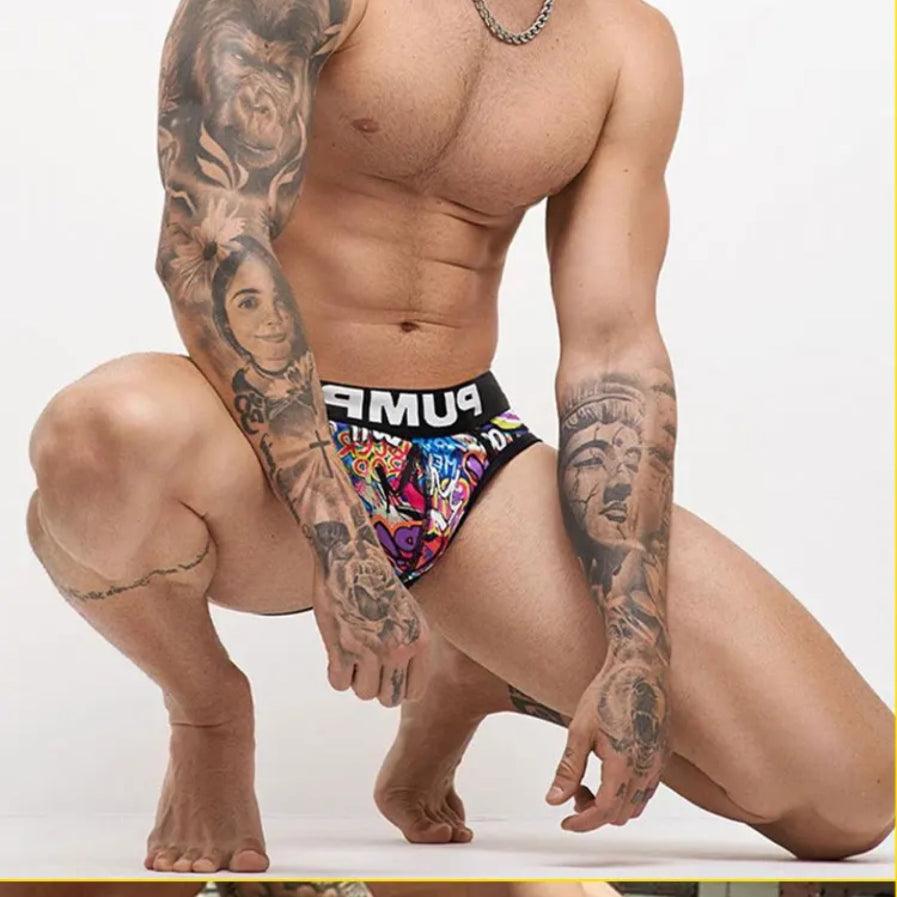 Men's Sexy Graffiti Briefs: Low Waist Butt Lifter