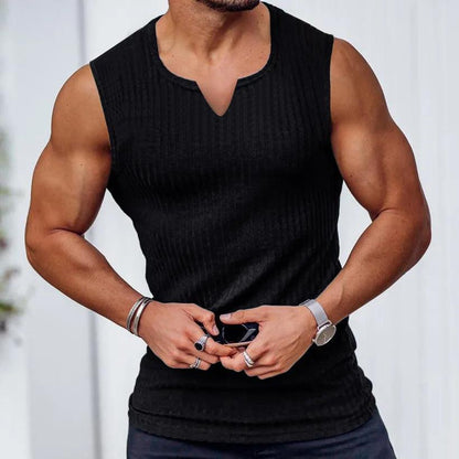 Men's Summer V-Neck Gym Tank Top: Fitness Sleeveless Shirt