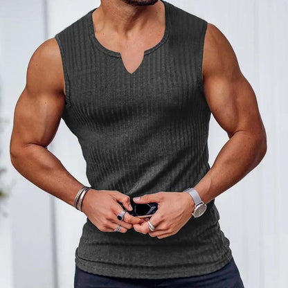 Men's Summer V-Neck Gym Tank Top: Fitness Sleeveless Shirt