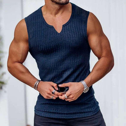 Men's Summer V-Neck Gym Tank Top: Fitness Sleeveless Shirt