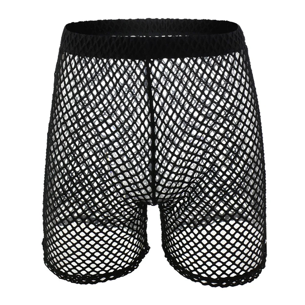 Mens Transparent Fishnet Set