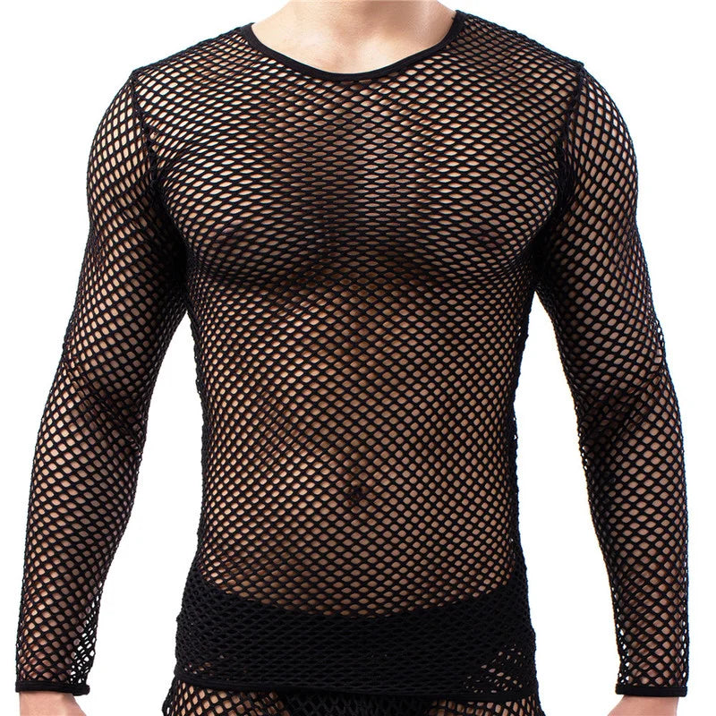 Mens Transparent Fishnet Set