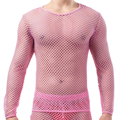 Mens Transparent Fishnet Set