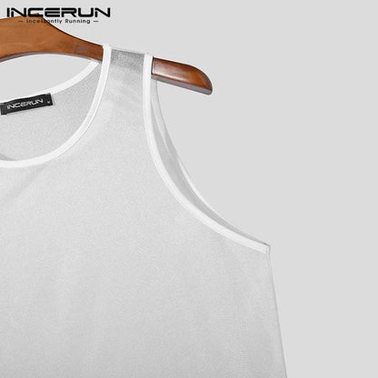 Mesh Sleeveless Tank Tops: Casual White Summer Wear