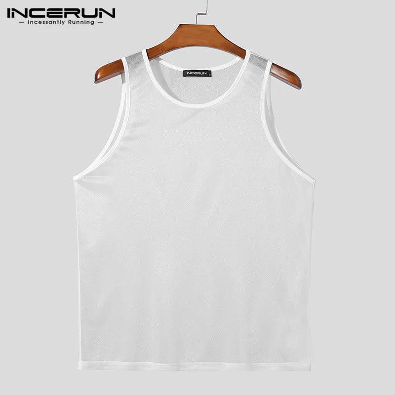 Mesh Sleeveless Tank Tops: Casual White Summer Wear