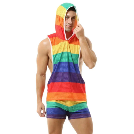 New Rainbow Hooded Men's Tank Tops