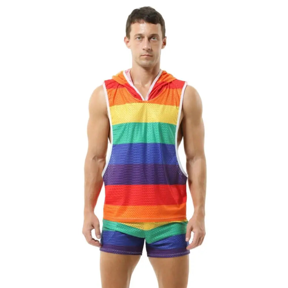 New Rainbow Hooded Men's Tank Tops