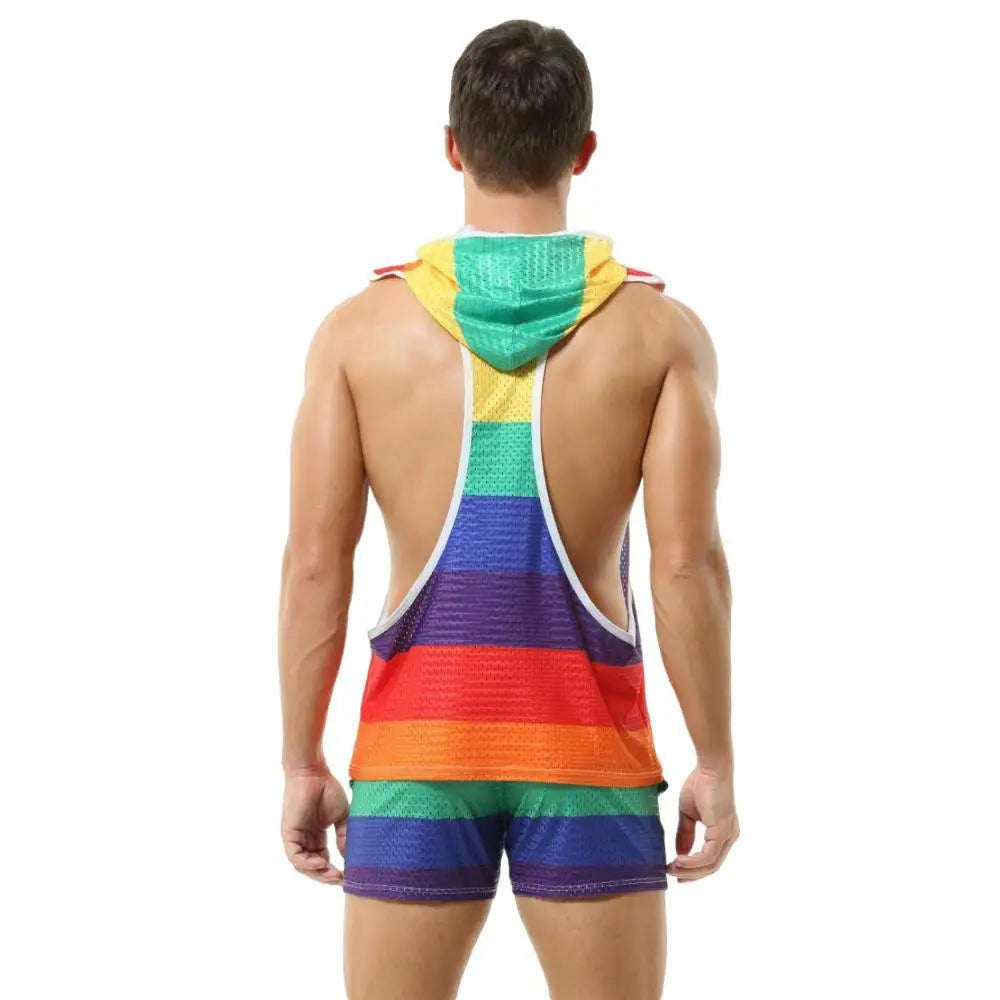 New Rainbow Hooded Men's Tank Tops