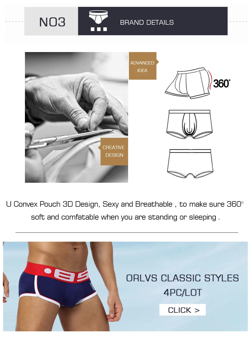 ORLVS Brand Men's Underwear - Stylish Boxer Shorts and Briefs