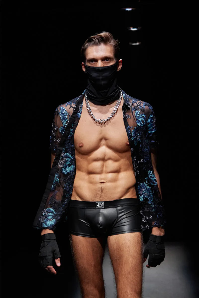 PU Leather Mens Underwear Boxers Brief