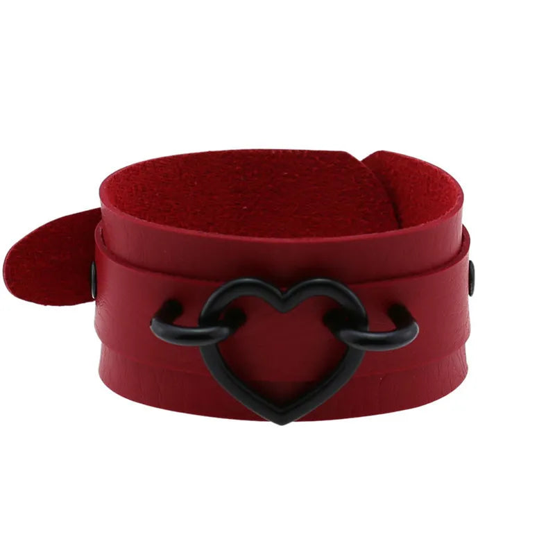 Red Spike Rivets Gothic PU Leather Bracelet