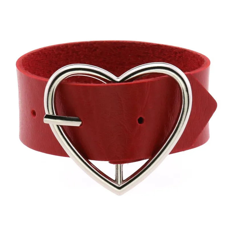 Red Spike Rivets Gothic PU Leather Bracelet