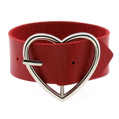 Red Spike Rivets Gothic PU Leather Bracelet